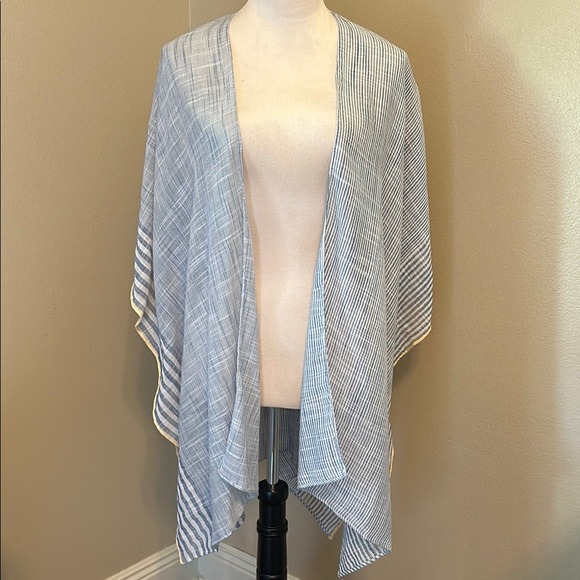 NWOT Chic Boutique Striped Swim Coverup in soft denim blue - Picture 1 of 8